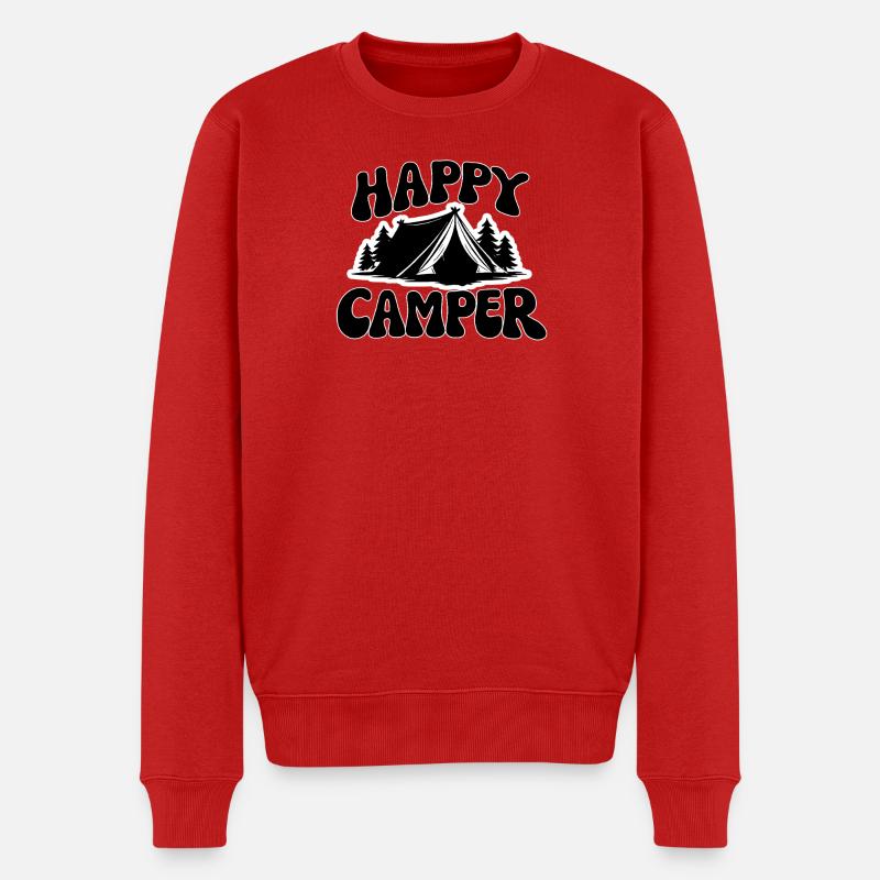 Fröhlicher Camper Zeltszene - Männer Premium Bio Pullover - Rot