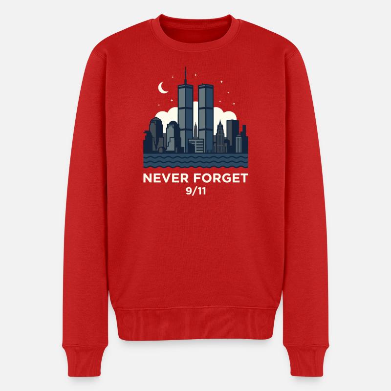 Never Forget 9/11 Skyline Nacht - Männer Premium Bio Pullover - Rot