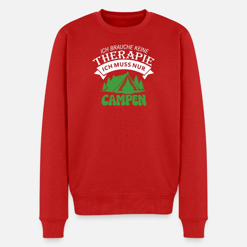 Ich brauche keine Therapie - Camping - Männer Premium Bio Pullover - Rot