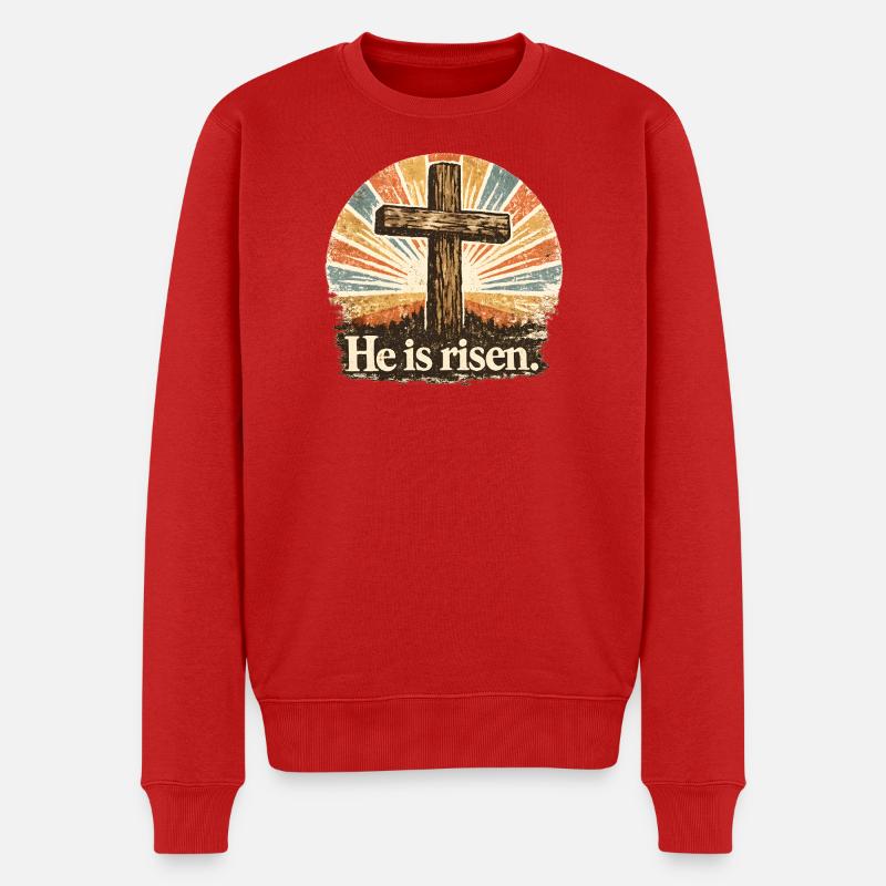 He Is Risen - Männer Premium Bio Pullover - Rot