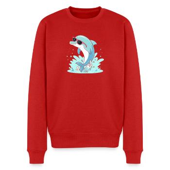 Delfin-Sommer-Pinkbrille - Männer Premium Bio Pullover - Rot - Vorne - Nico (187cm)