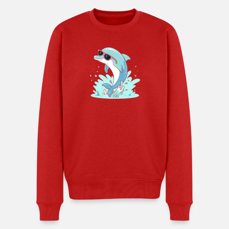 Dolphin Summer Pink Glasses - Men's Premium Organic Jumper - red