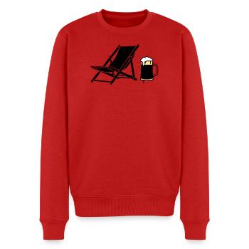 Liegestuhl Bierkrug Silhouette - Männer Premium Bio Pullover - Rot - Vorne - Nico (187cm)