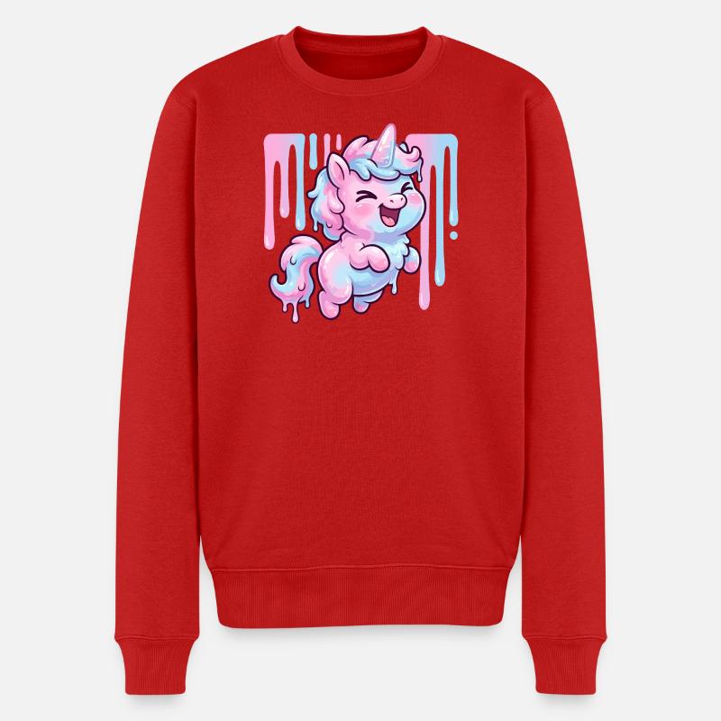 Pastell Unicorn Tropfenfreude - Männer Premium Bio Pullover - Rot