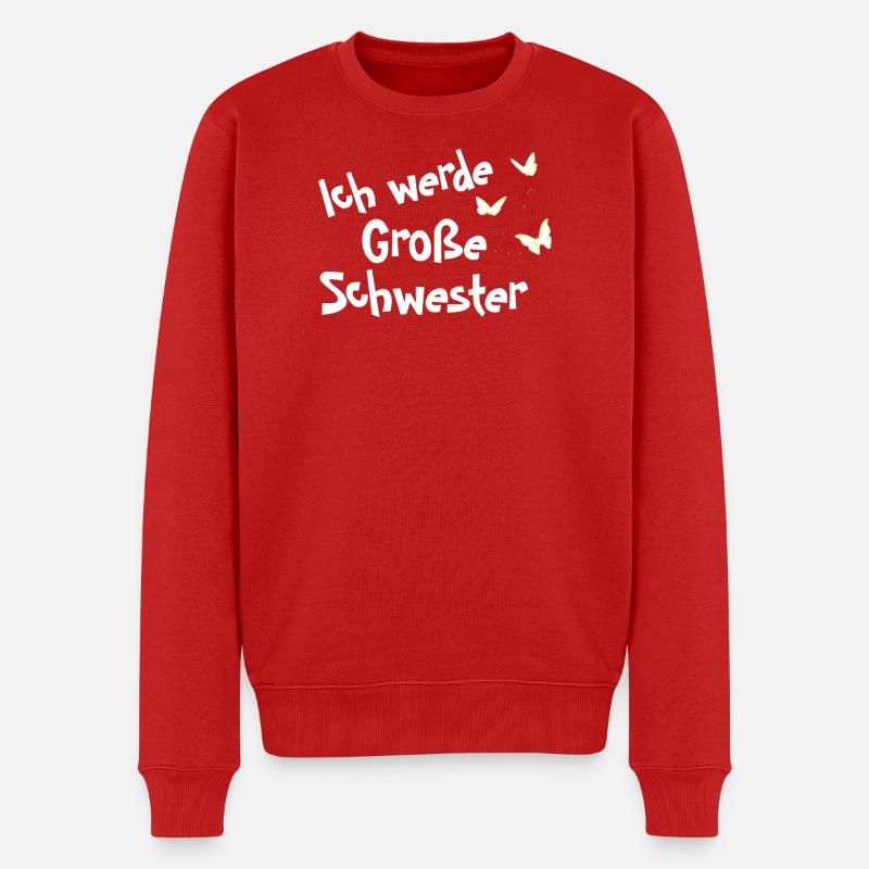 Ich werde Große Schwester - Männer Premium Bio Pullover - Rot