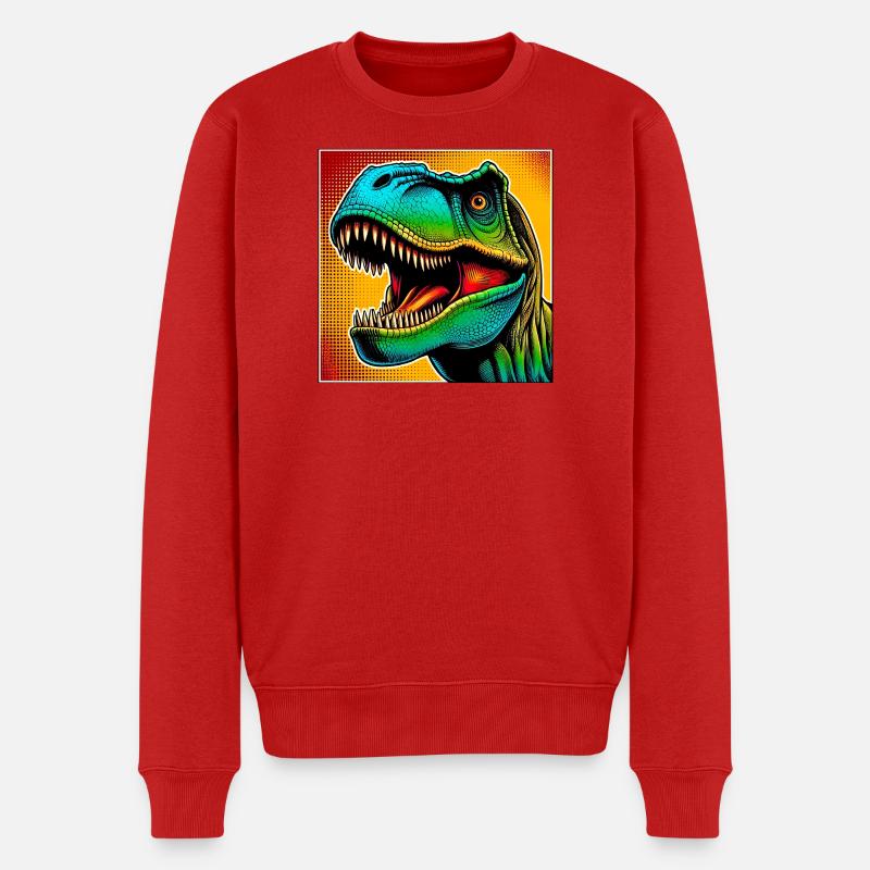 Dinosaurier - Männer Premium Bio Pullover - Rot