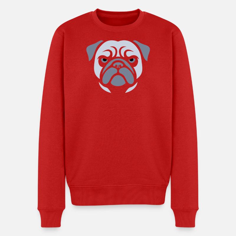 Mops , Hundekopf - Männer Premium Bio Pullover - Rot