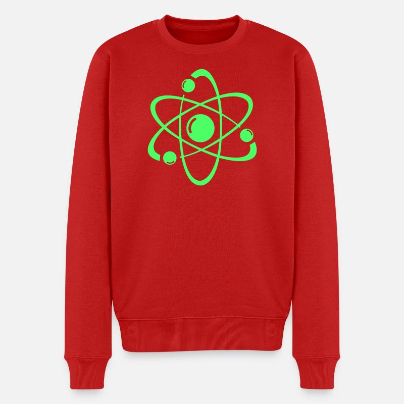 Neonatom-Design: Strahlendes Atombild - Männer Premium Bio Pullover - Rot