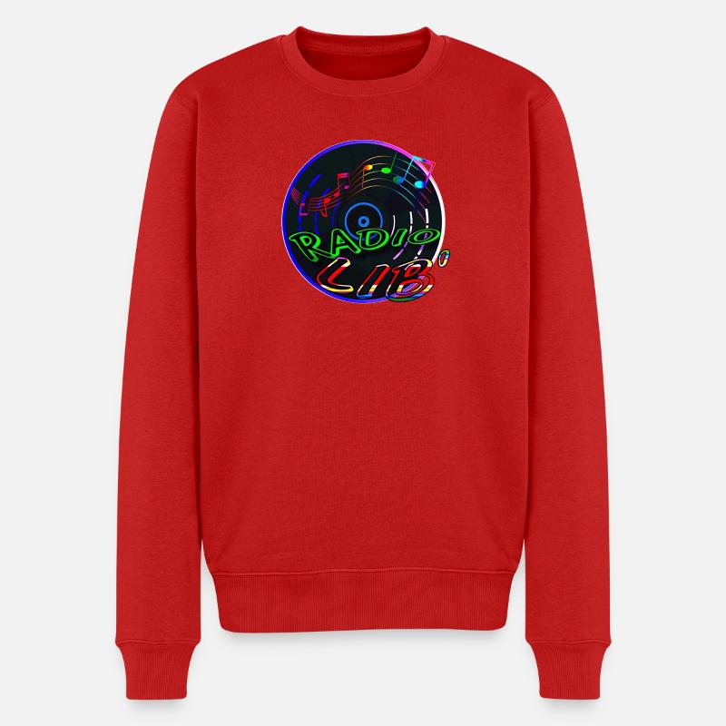 Neon Radio Lib Vinyl - Männer Premium Bio Pullover - Rot