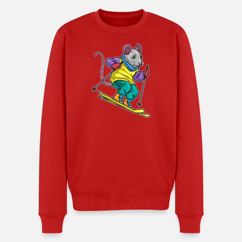 Ratte Skifahrer Ski Wintersport - Männer Premium Bio Pullover - Rot