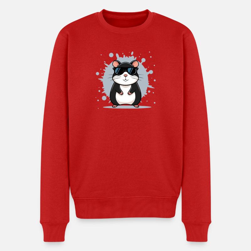 Hamster-Sonnenbrille - Männer Premium Bio Pullover - Rot
