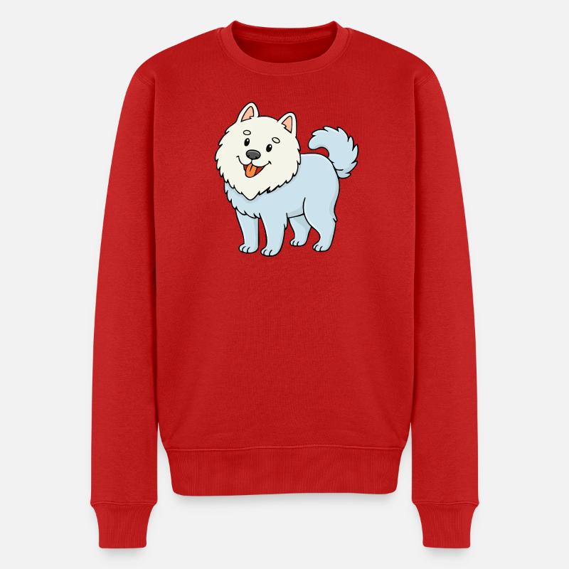 Wuschelhund (Weiß/ Comic) - Männer Premium Bio Pullover - Rot