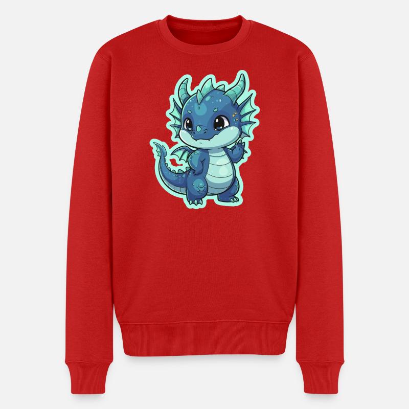 Kleiner Drachentraum - Männer Premium Bio Pullover - Rot