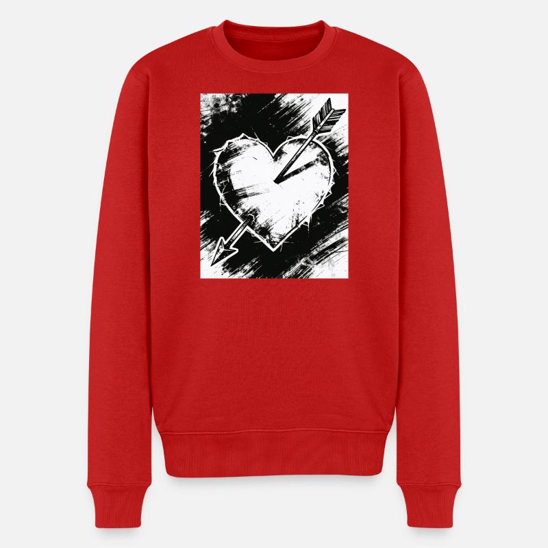 Cœur noir et blanc avec flèche - Pull Premium bio Homme - rouge