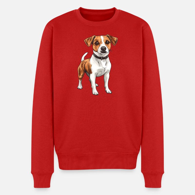 Jack Russel Terrier Hundedesign - Männer Premium Bio Pullover - Rot