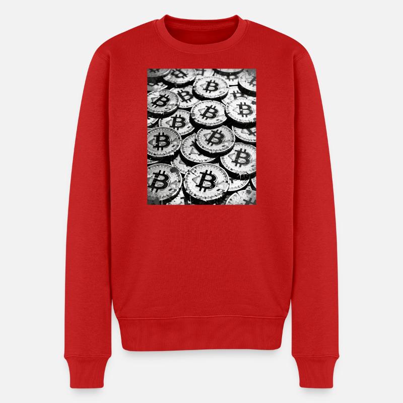 Bitcoin-Münzen-Mosaik - Männer Premium Bio Pullover - Rot