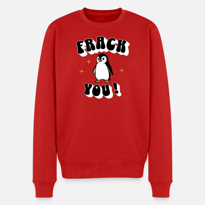 „Frack you“ – Der freche Pinguin - Männer Premium Bio Pullover - Rot