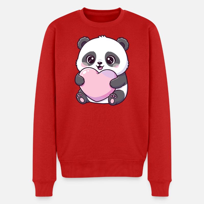 Kawaii Panda Herzliebe - Männer Premium Bio Pullover - Rot