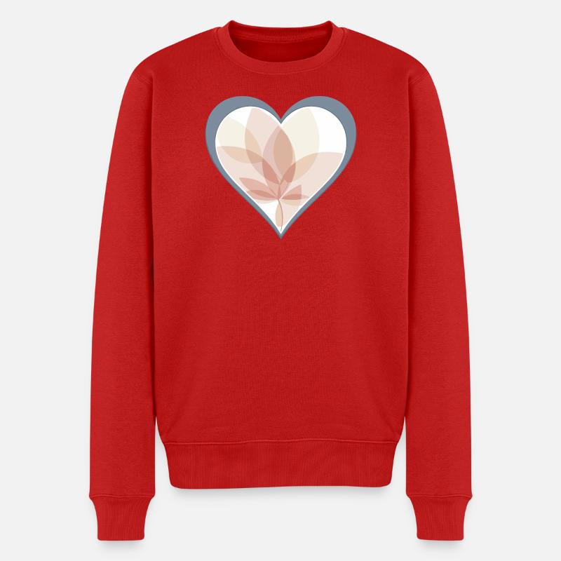 Cœur pastel avec superposition de feuilles - Pull Premium bio Homme - rouge
