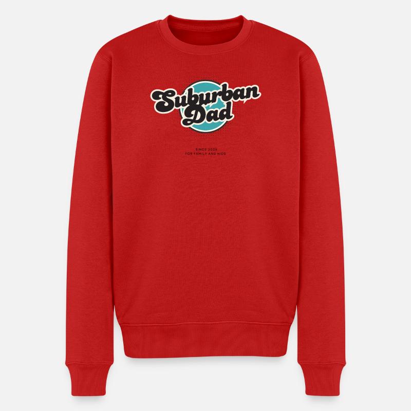 Suburban Dad, Black Blue Retro Logo - Männer Premium Bio Pullover - Rot