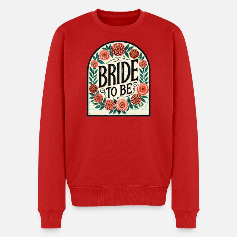 Braut-Blumen-Schild - Männer Premium Bio Pullover - Rot