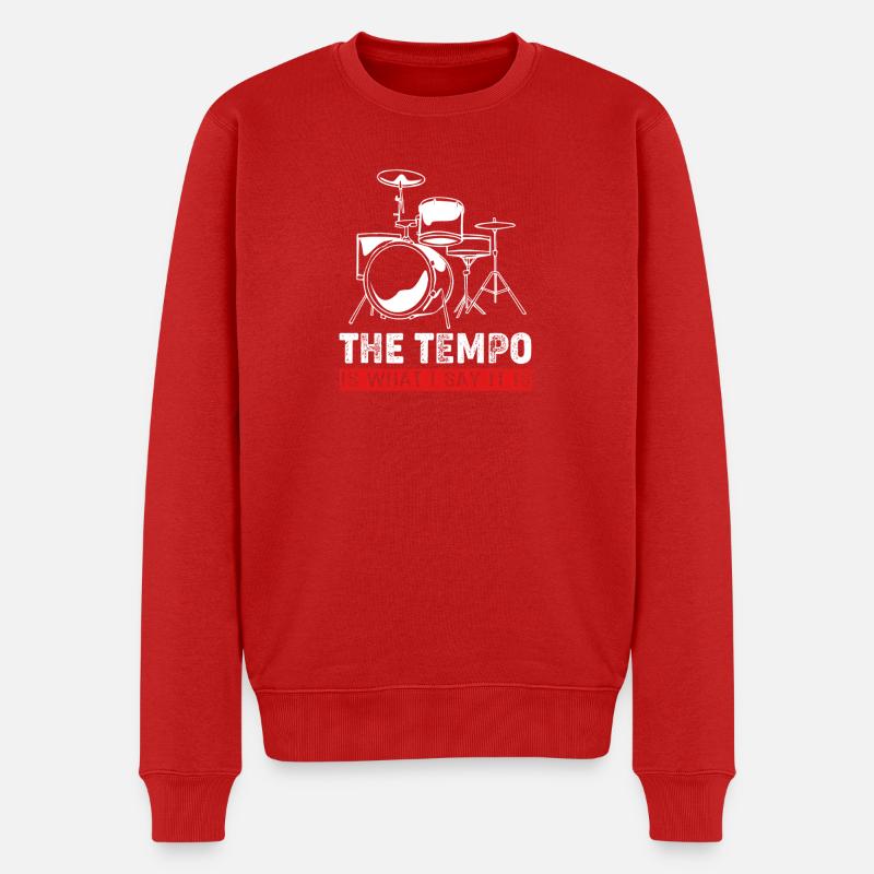 Schlagzeuger Schlagzeug Drumsticks - Männer Premium Bio Pullover - Rot