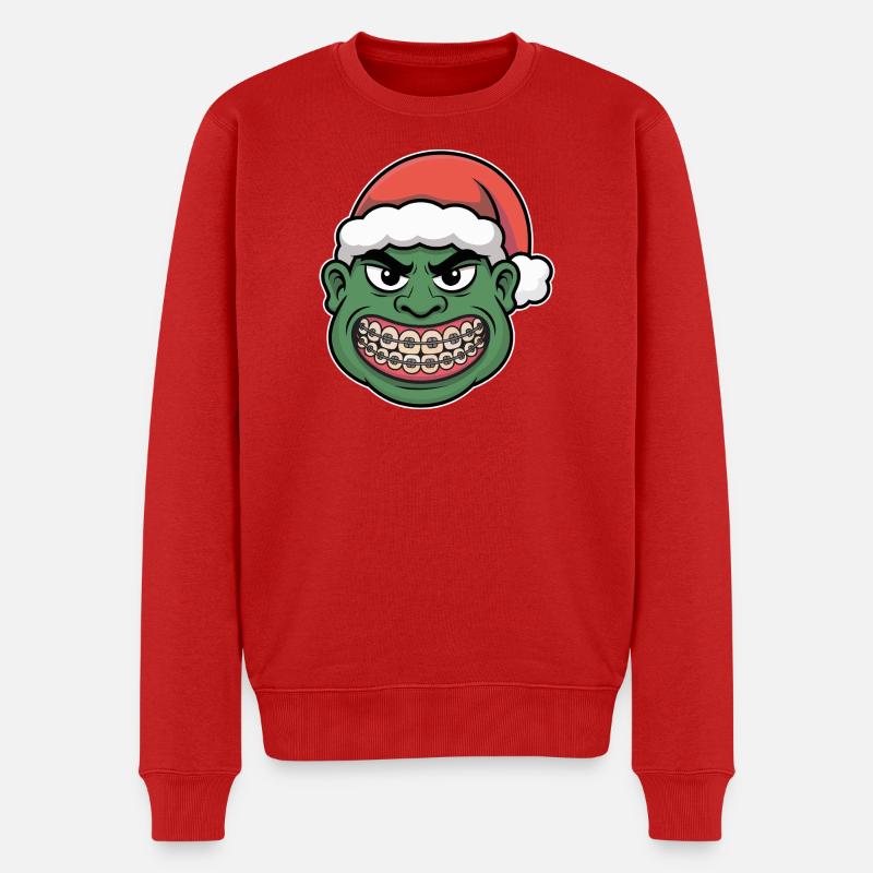 Sourire du Père Noël vert - Pull Premium bio Homme - rouge