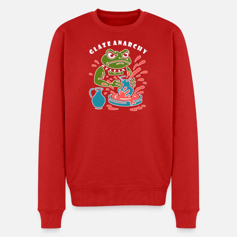 Frog Fracas Glaze Splash - Männer Premium Bio Pullover - Rot