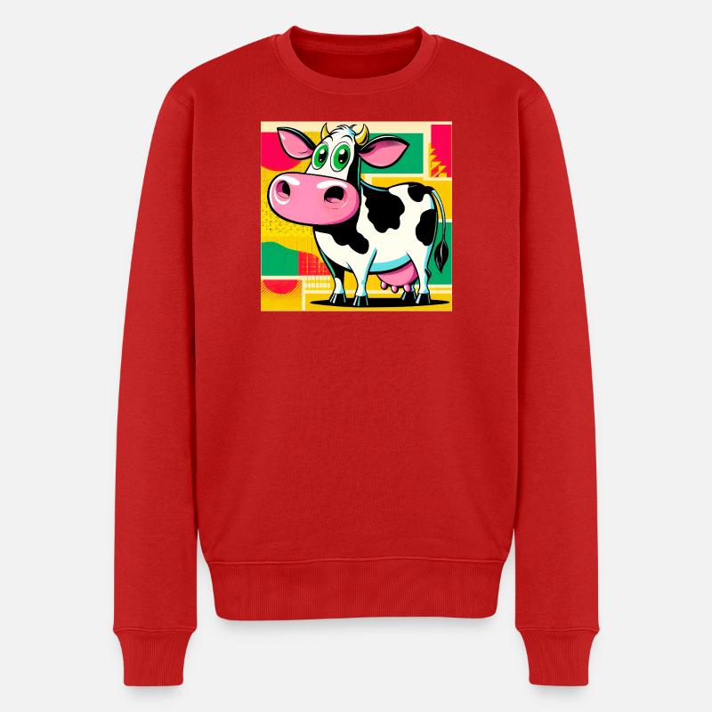 Kuh - Männer Premium Bio Pullover - Rot