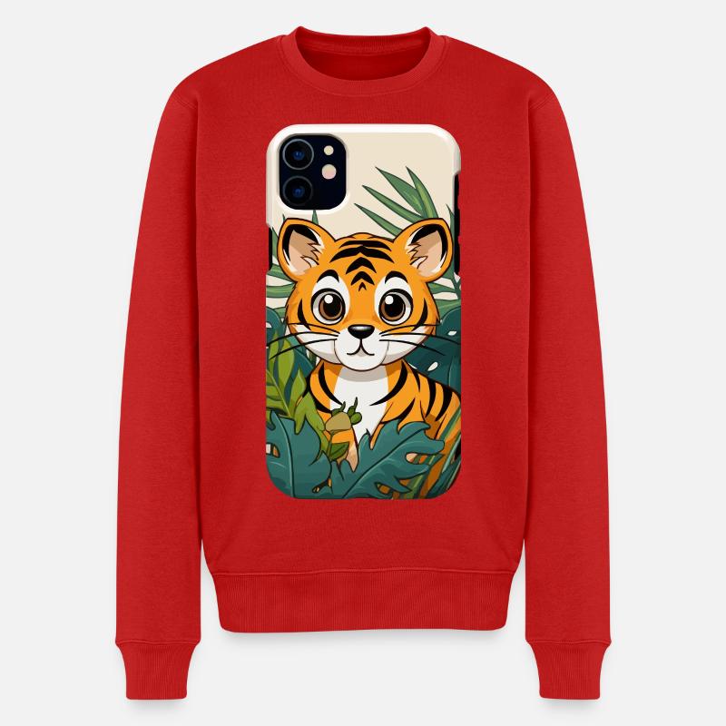 Tigerjunge im Dschungel - Männer Premium Bio Pullover - Rot