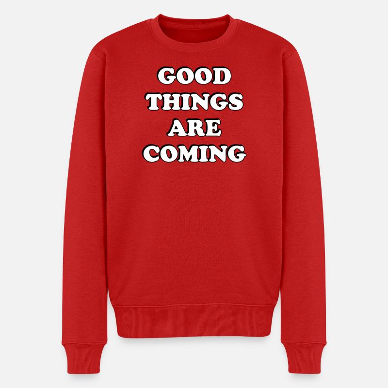 De bonnes choses arrivent - Pull Premium bio Homme - rouge