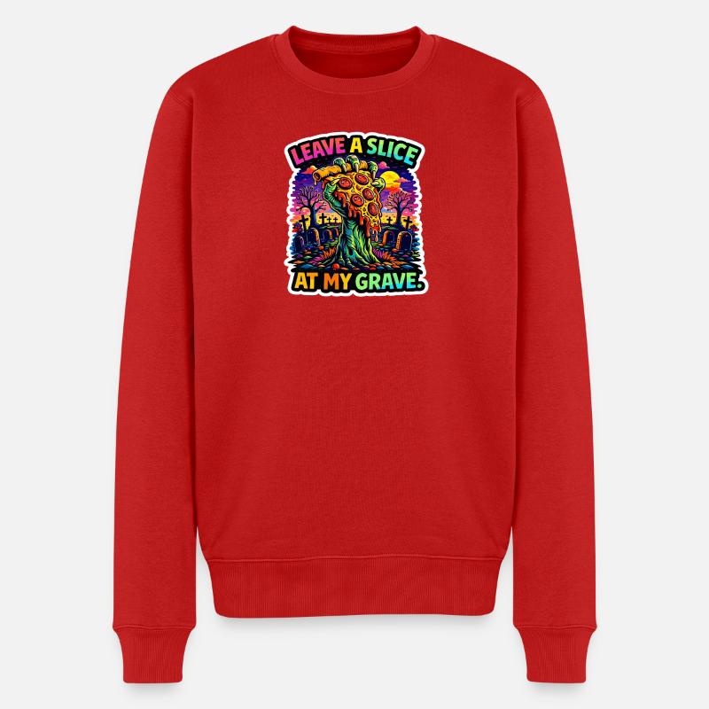 Une part de pizza zombie à la tombe - Pull Premium bio Homme - rouge