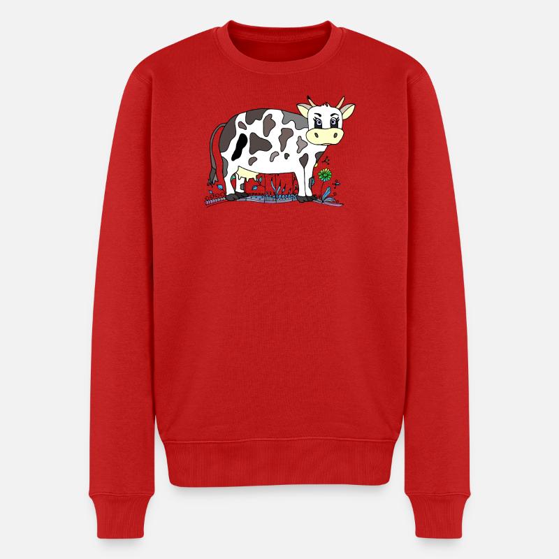 Kuh - Männer Premium Bio Pullover - Rot