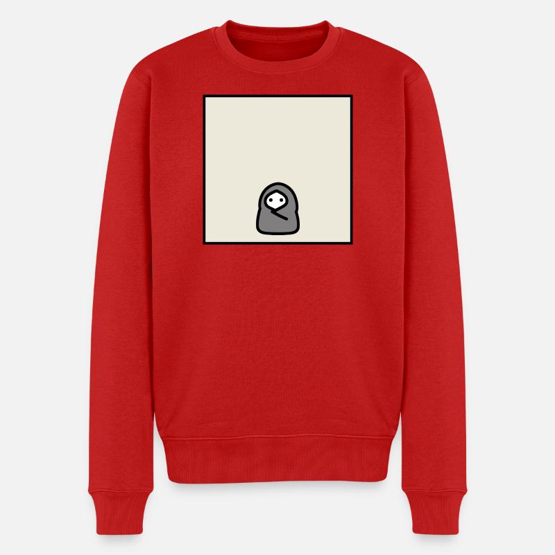 Introvert Cocoon Minimal Meme Character - Männer Premium Bio Pullover - Rot