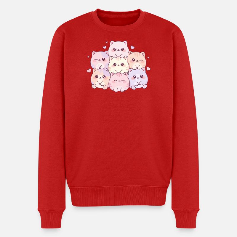 Pastel Kitten Cuddle Gang - Pull Premium bio Homme - rouge