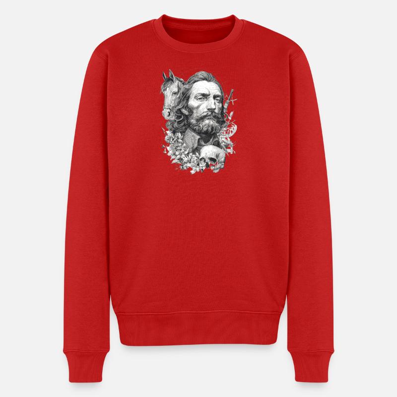 Homme, cheval et crâne - Pull Premium bio Homme - rouge