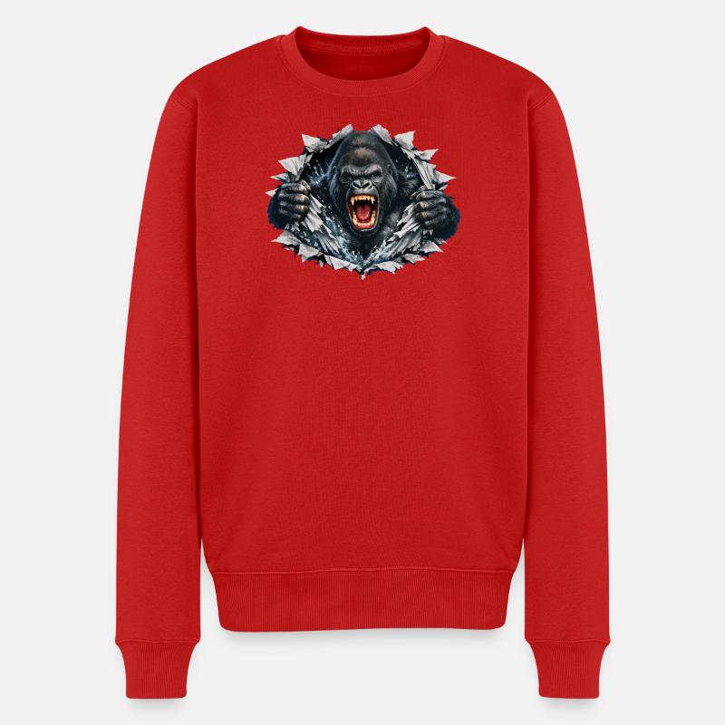 Gorille perce : Pouvoir rugissant - Pull Premium bio Homme - rouge