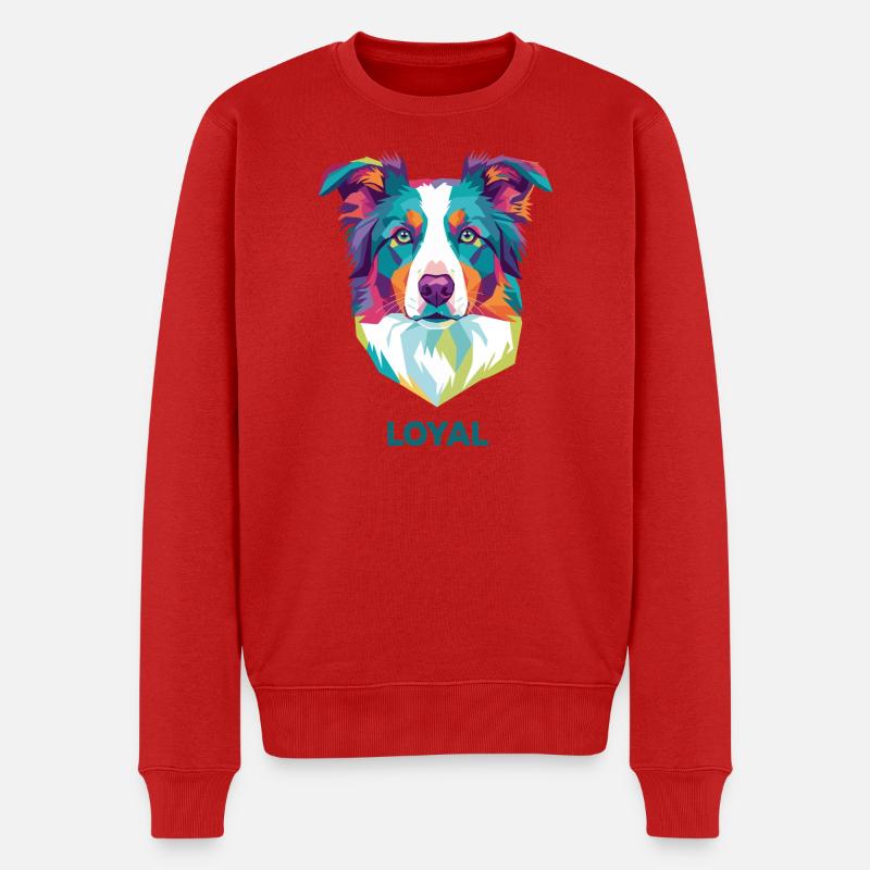 Loyal Prisma Hundeporträt - Männer Premium Bio Pullover - Rot