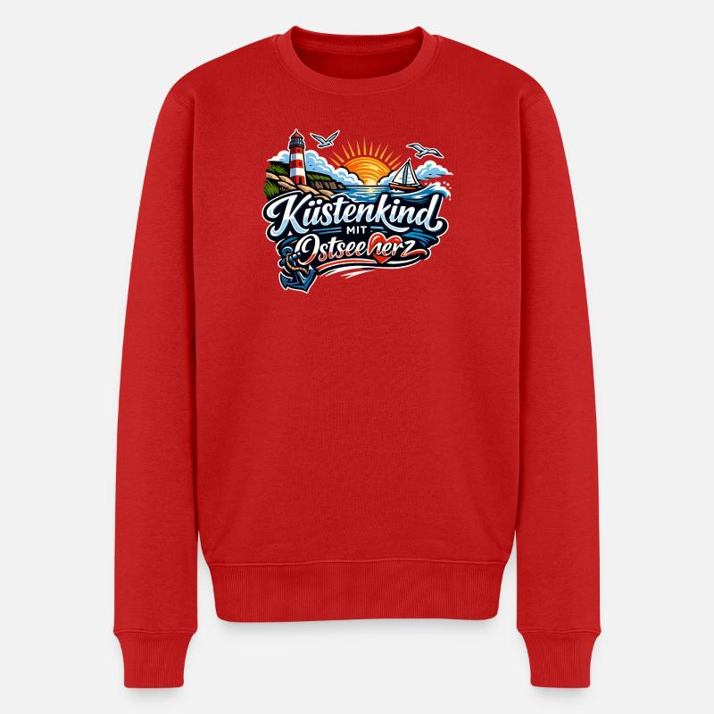 Küstenkind Ostseeherz Design - Männer Premium Bio Pullover - Rot