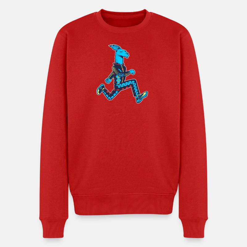 Lama bleu runner - Pull Premium bio Homme - rouge