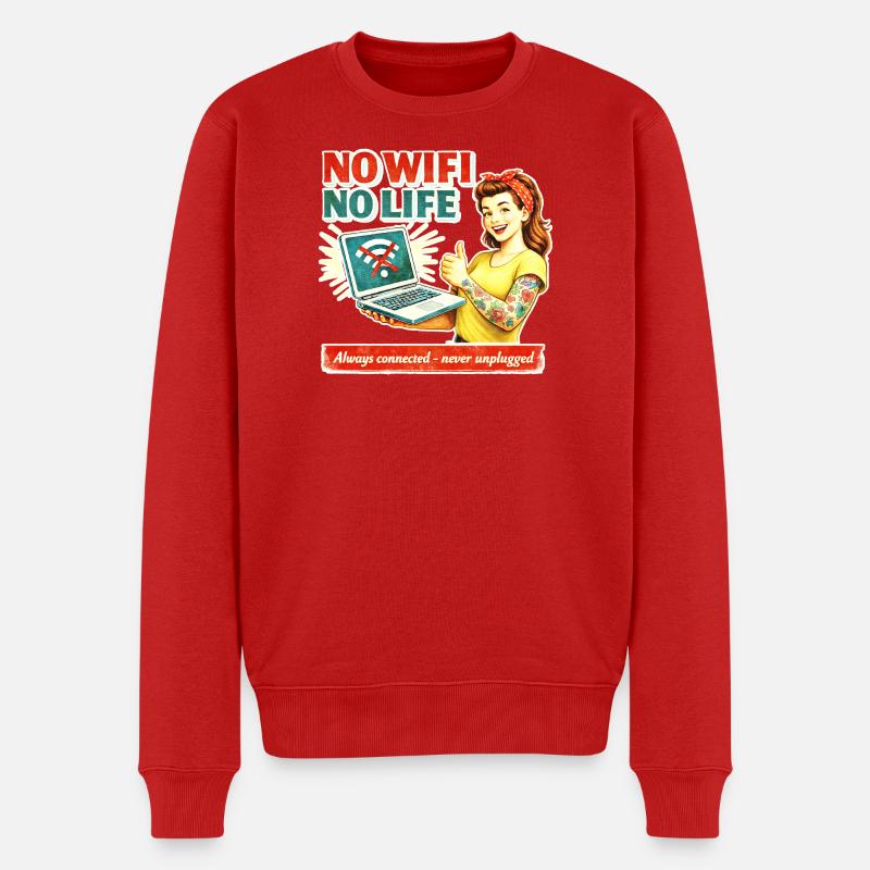 Pas de Wi-Fi, pas de vie rétro - Pull Premium bio Homme - rouge