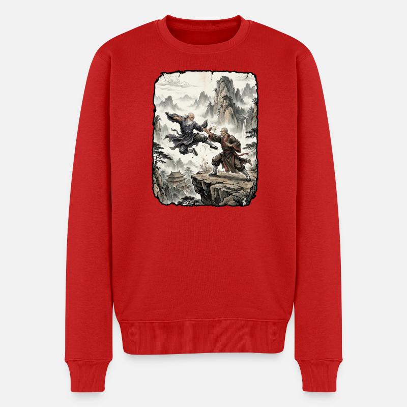 Kung Fu Kampfkunst Tradition - Männer Premium Bio Pullover - Rot