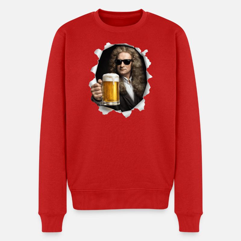 Isaac Newton tient une bière - Pull Premium bio Homme - rouge