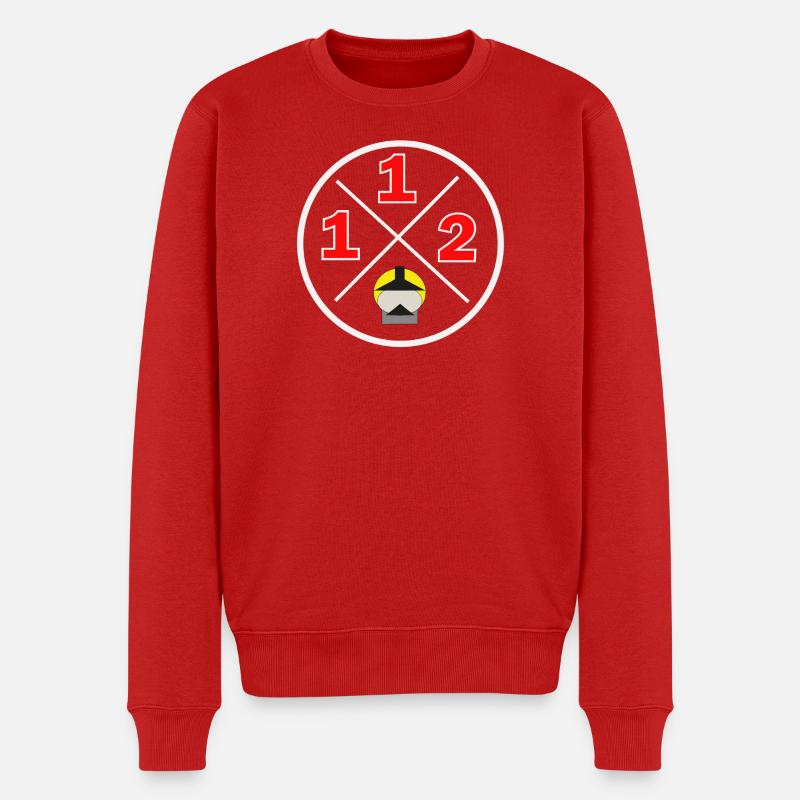 112- Logo du district - Pompiers - Pull Premium bio Homme - rouge
