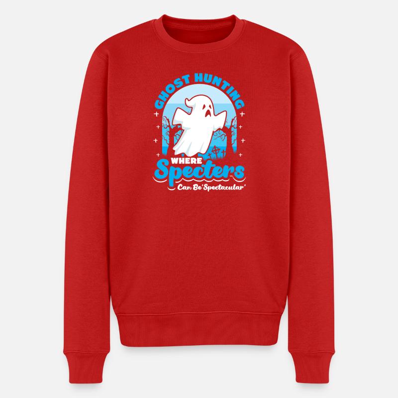 Geisterjäger Halloween Englisch Spruch - Männer Premium Bio Pullover - Rot