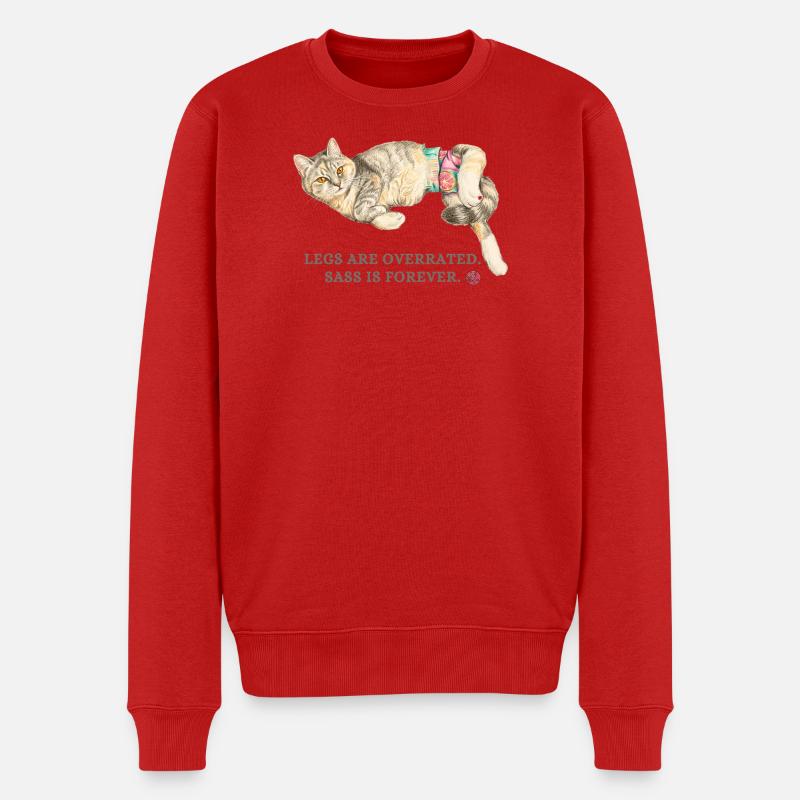 Beine sind überbewertet, Katzenfrechheit. - Männer Premium Bio Pullover - Rot