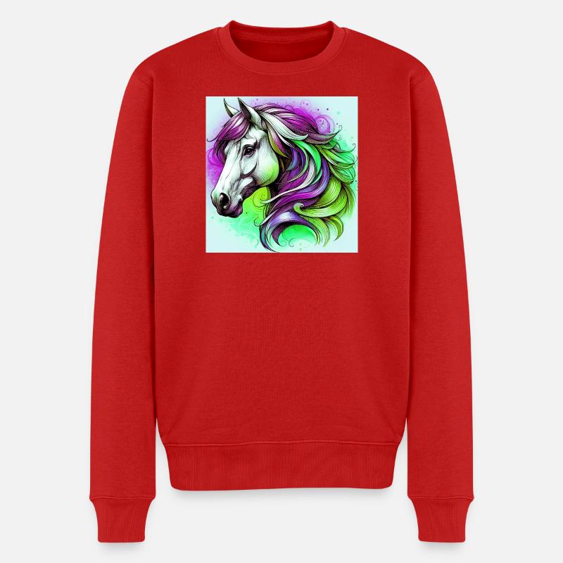 Pferd - Männer Premium Bio Pullover - Rot