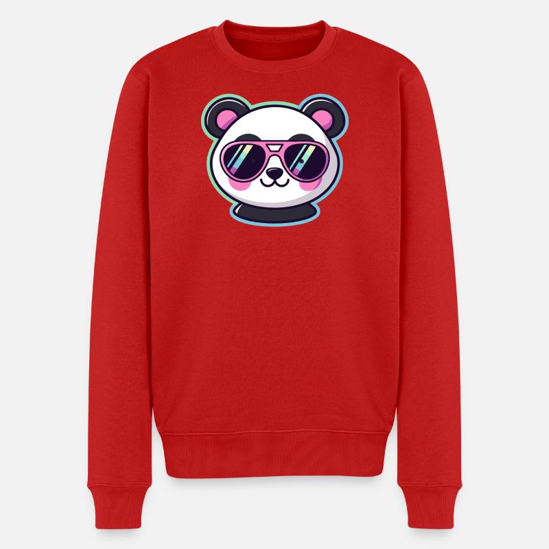 Panda Pop Retro-Pinkbrille - Männer Premium Bio Pullover - Rot