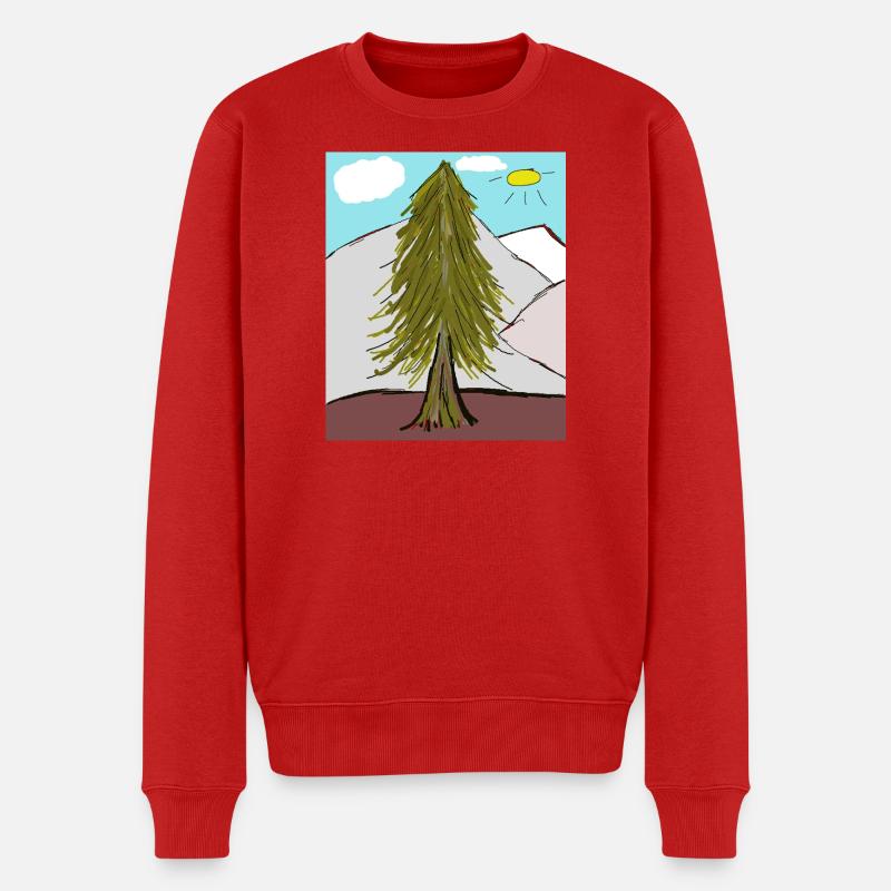Nadelwald am Bergsonnenglanz - Männer Premium Bio Pullover - Rot