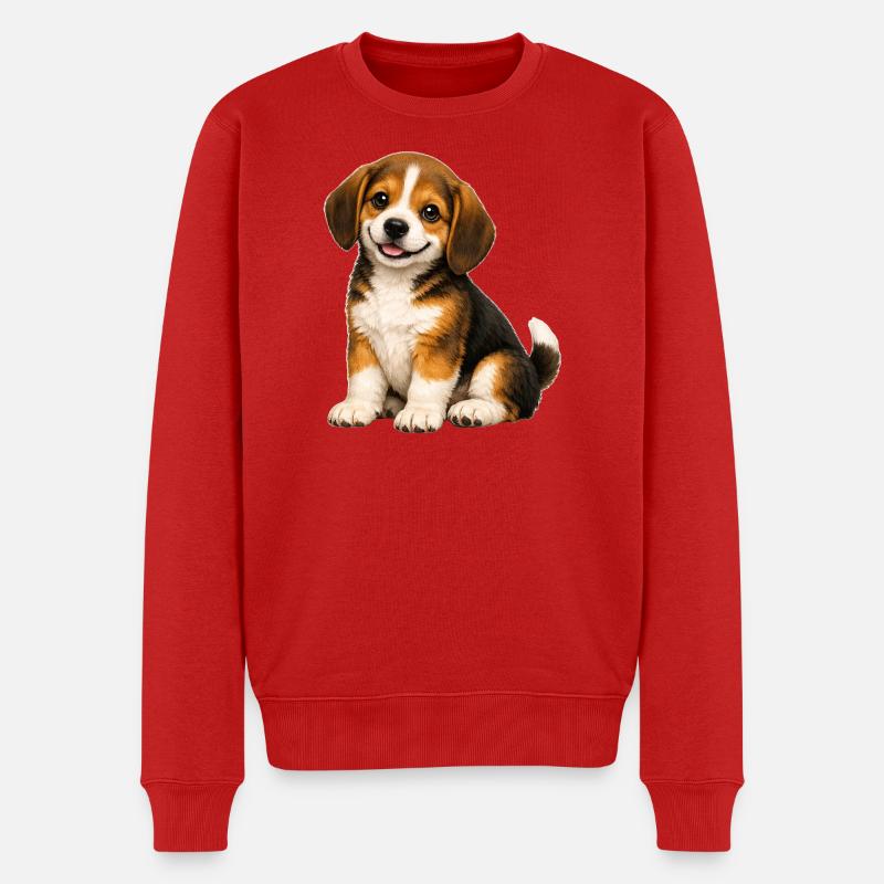 Chiot Rapetou souriant - Pull Premium bio Homme - rouge